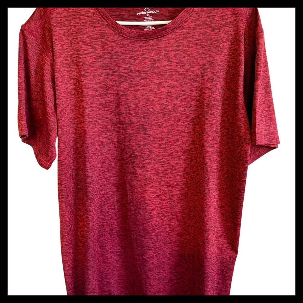 Real Essentials XL Burgundy Heather Athletic Training Gym Activewear T-Shirt